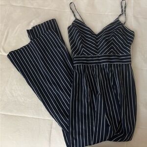 Navy Stripe Spaghetti-Strap Jumpsuit
